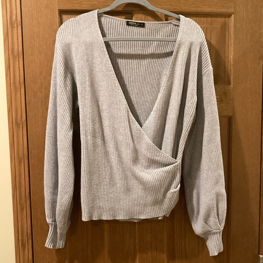 Annva faux wrap sweater - grey size L